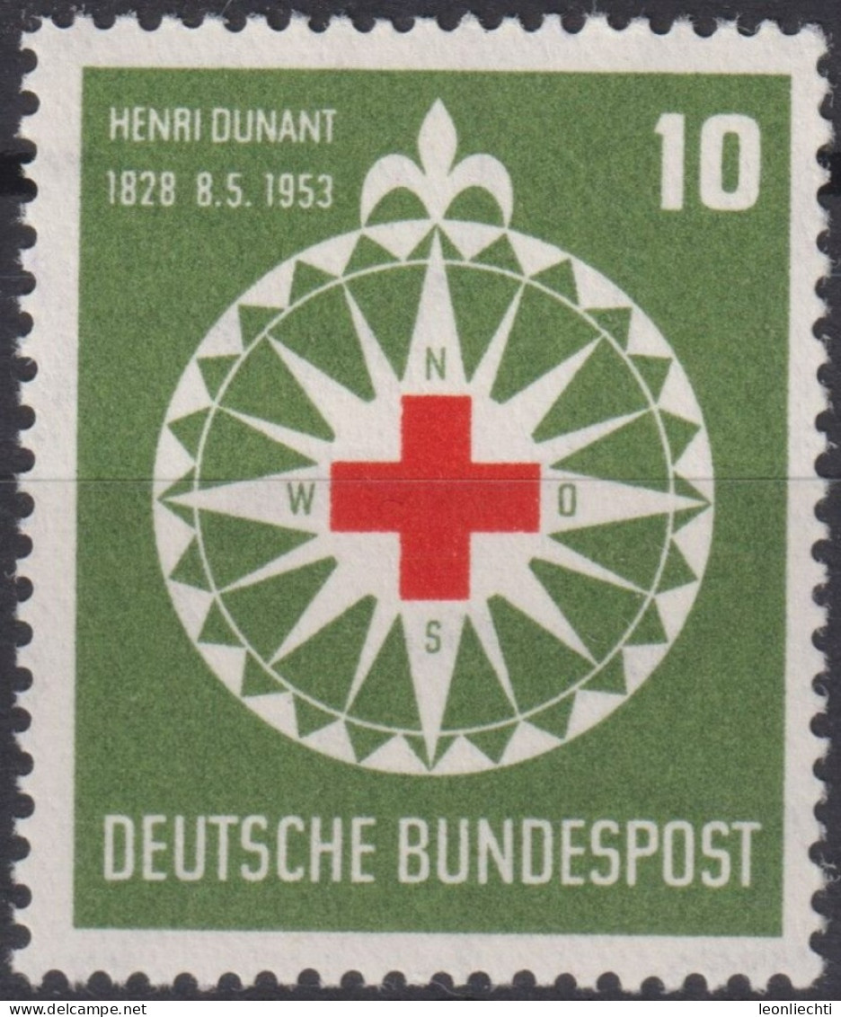 1953 Deutschland > BRD, ** Mi:DE 164, Sn:DE 696, Yt:DE 50, Henry Dunant, Rotes Kreuz - Ungebraucht