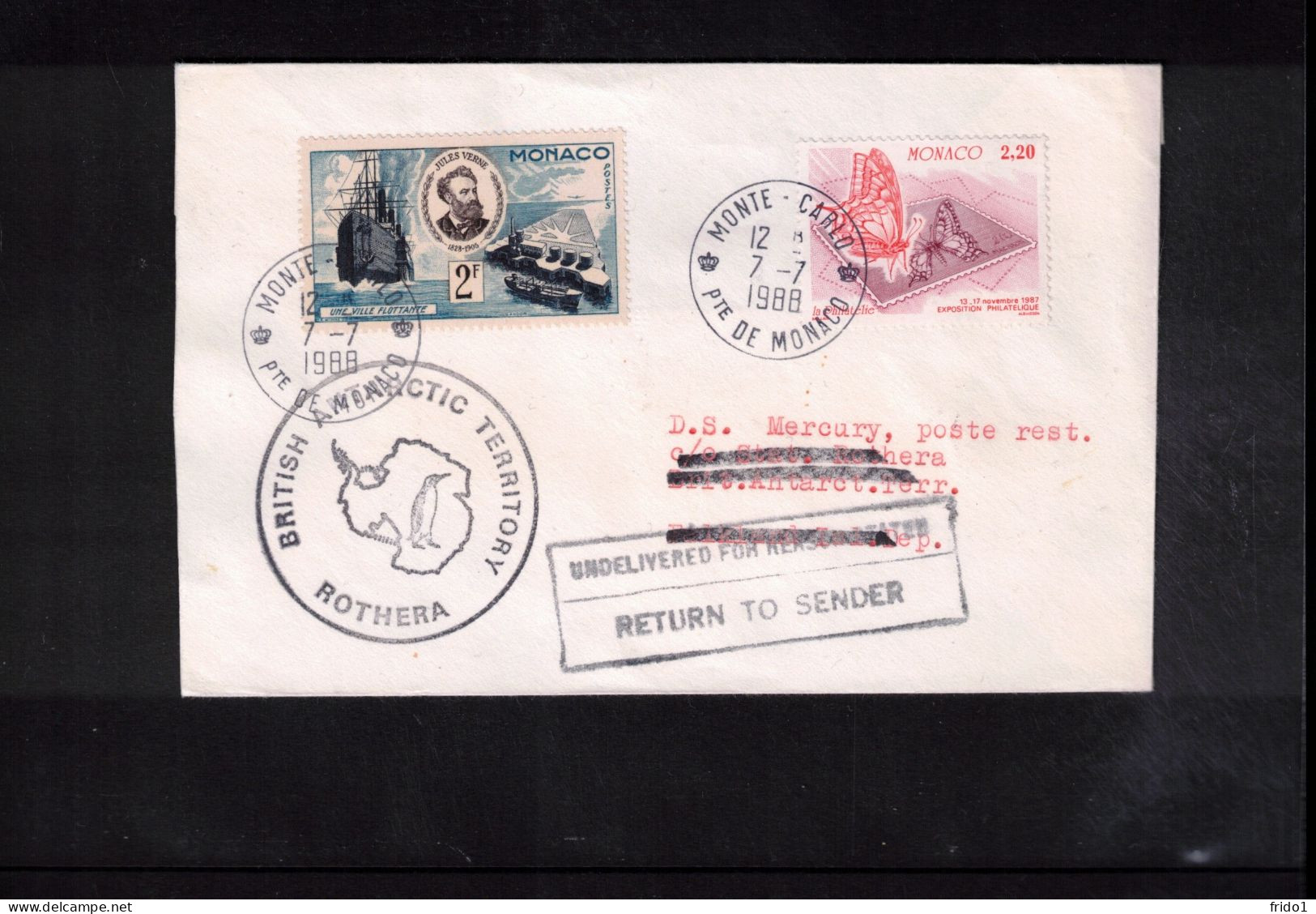 Monaco 1988 Letter To British Antarctic Territory Rothera Interesting  Letter - Covers & Documents