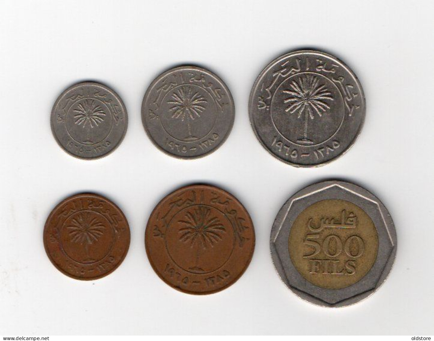 Bahrain Coins - Set Of 6 Pecs - From 5 Fils To 100 Fils First Issue Year 1965 + 500 Fils Year 2000 - Bahrein