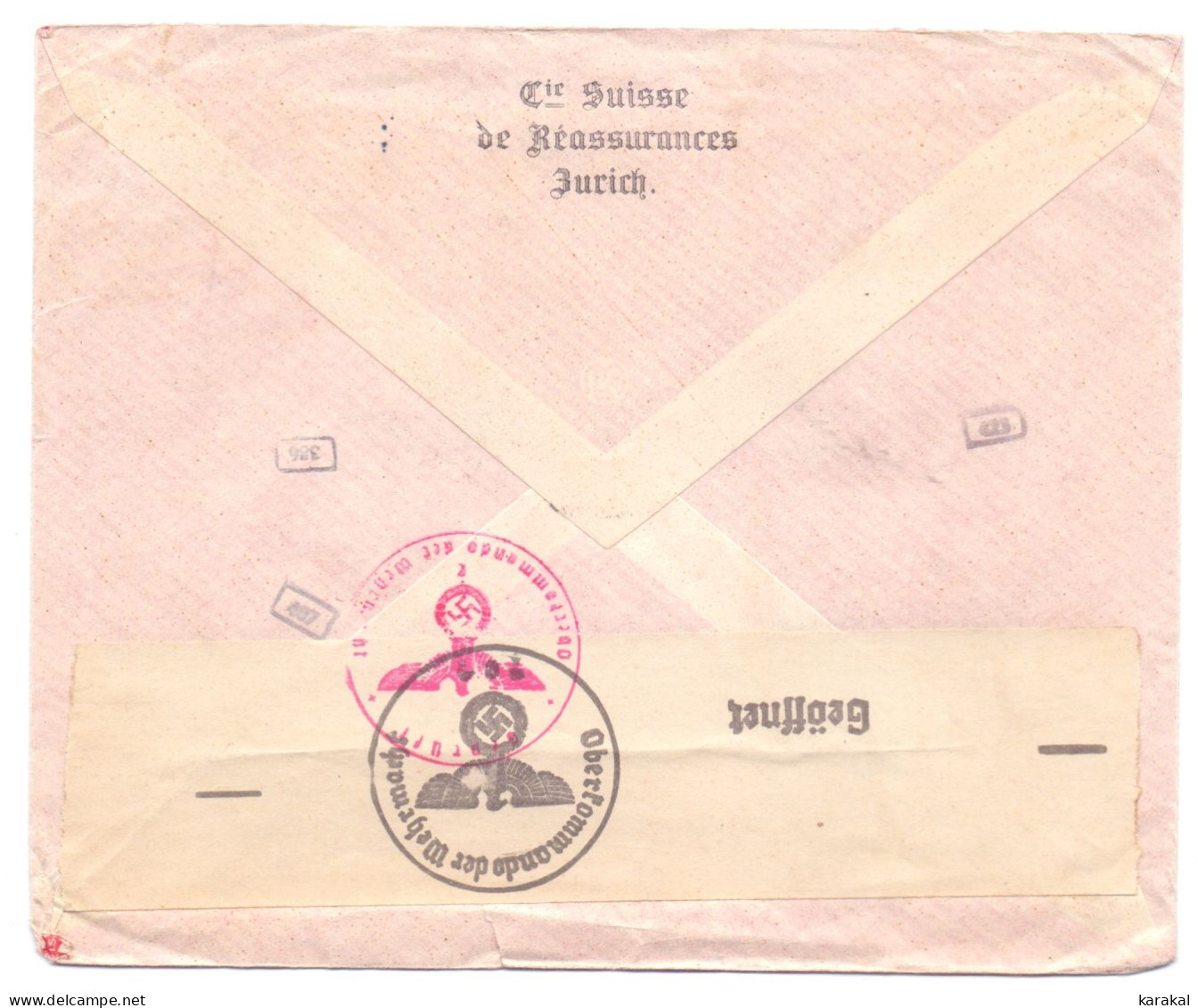 Suisse Switzerland Affranchissement Machine 4759 Le Patriotique Lettre Censurée De Zurich à Anvers Belgique 1942 Zensur - Postage Meters