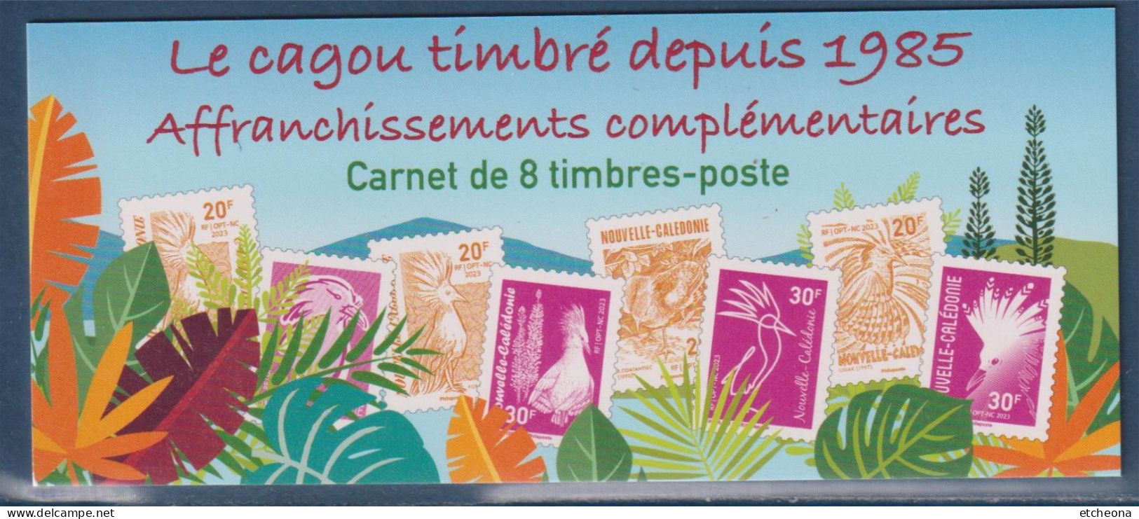 Le Cagou Timbré Depuis 1985 Carnet 8 Timbres Différents Neuf Feuillet Entre 2 Couvertures 4 à 20 F Et 4 à 30F - Markenheftchen