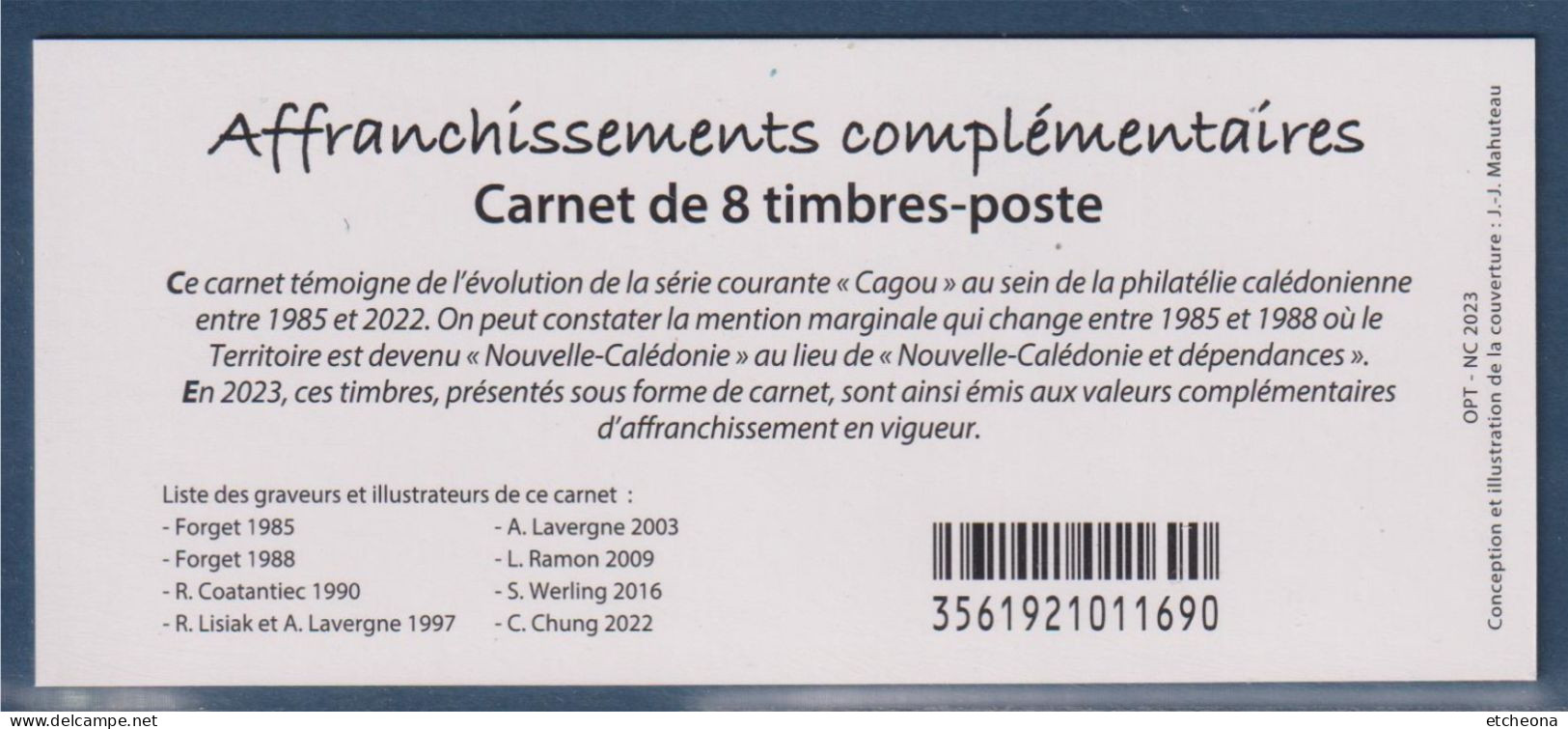 Le Cagou Timbré Depuis 1985 Carnet 8 Timbres Différents Neuf Feuillet Entre 2 Couvertures 4 à 20 F Et 4 à 30F - Markenheftchen