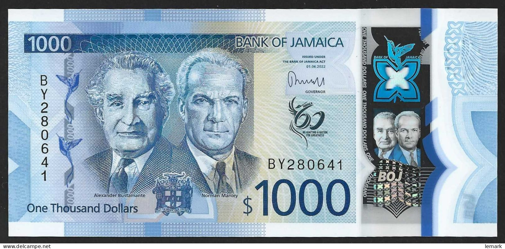 Jamaica 1000 Dollars 2022 P99 B UNC - Jamaique