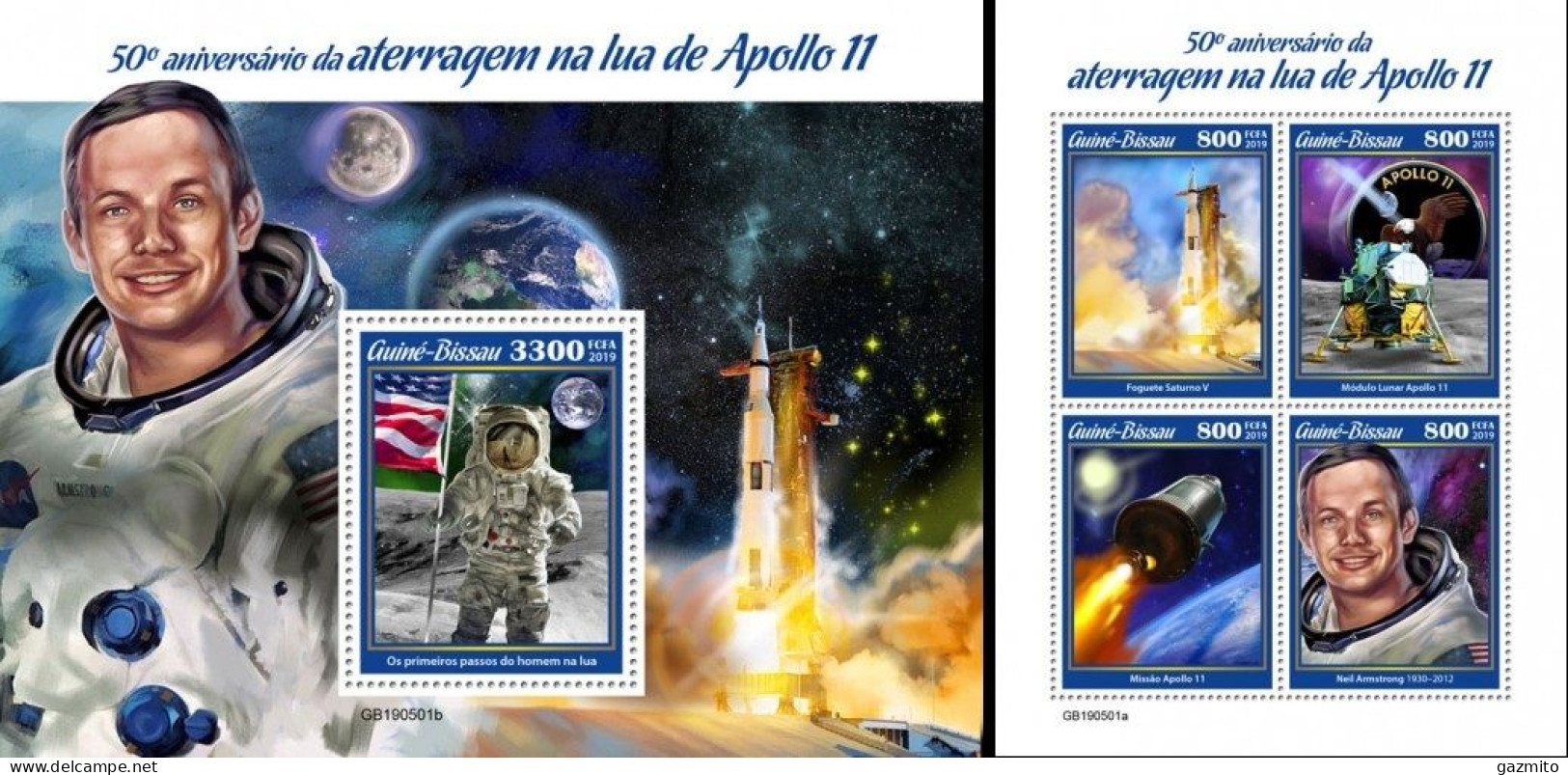 Guinea Bissau 2019, Space, Apollo 11, 4val In BF +BF - Africa