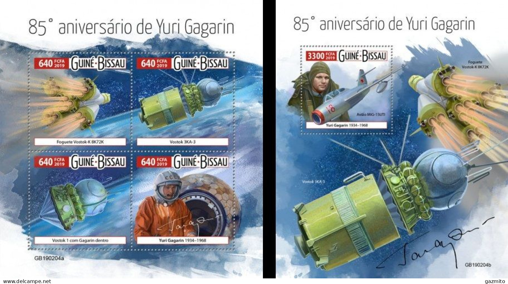 Guinea Bissau 2019, Space, Gagarin, 4val In BF +BF - Afrique