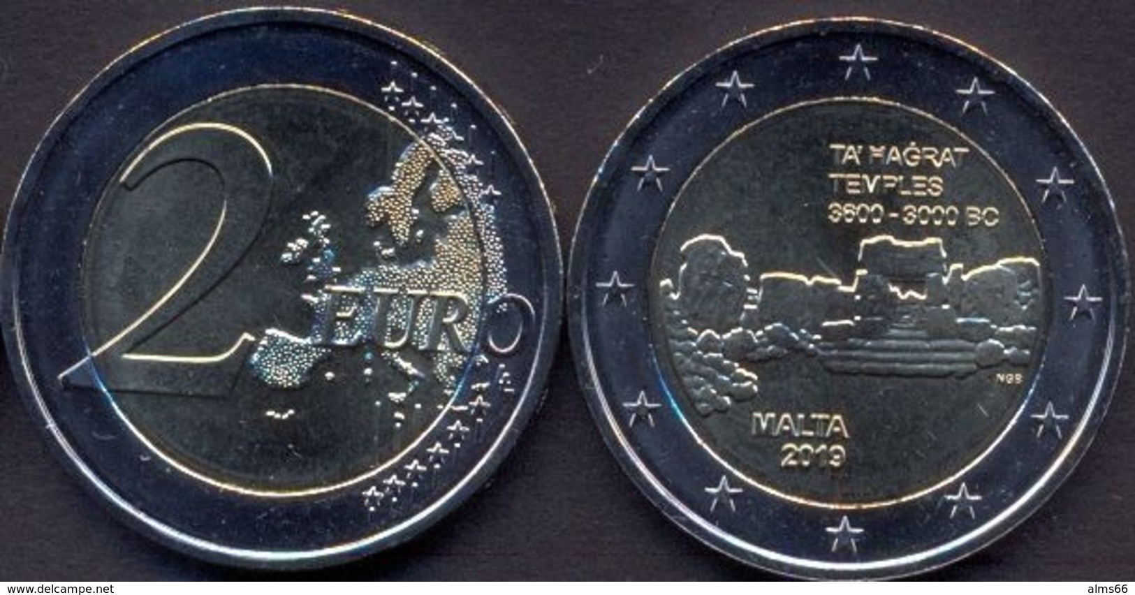 Malta 2 Euro 2019 UNC > Ta Hagrat Temples Forth - Malta