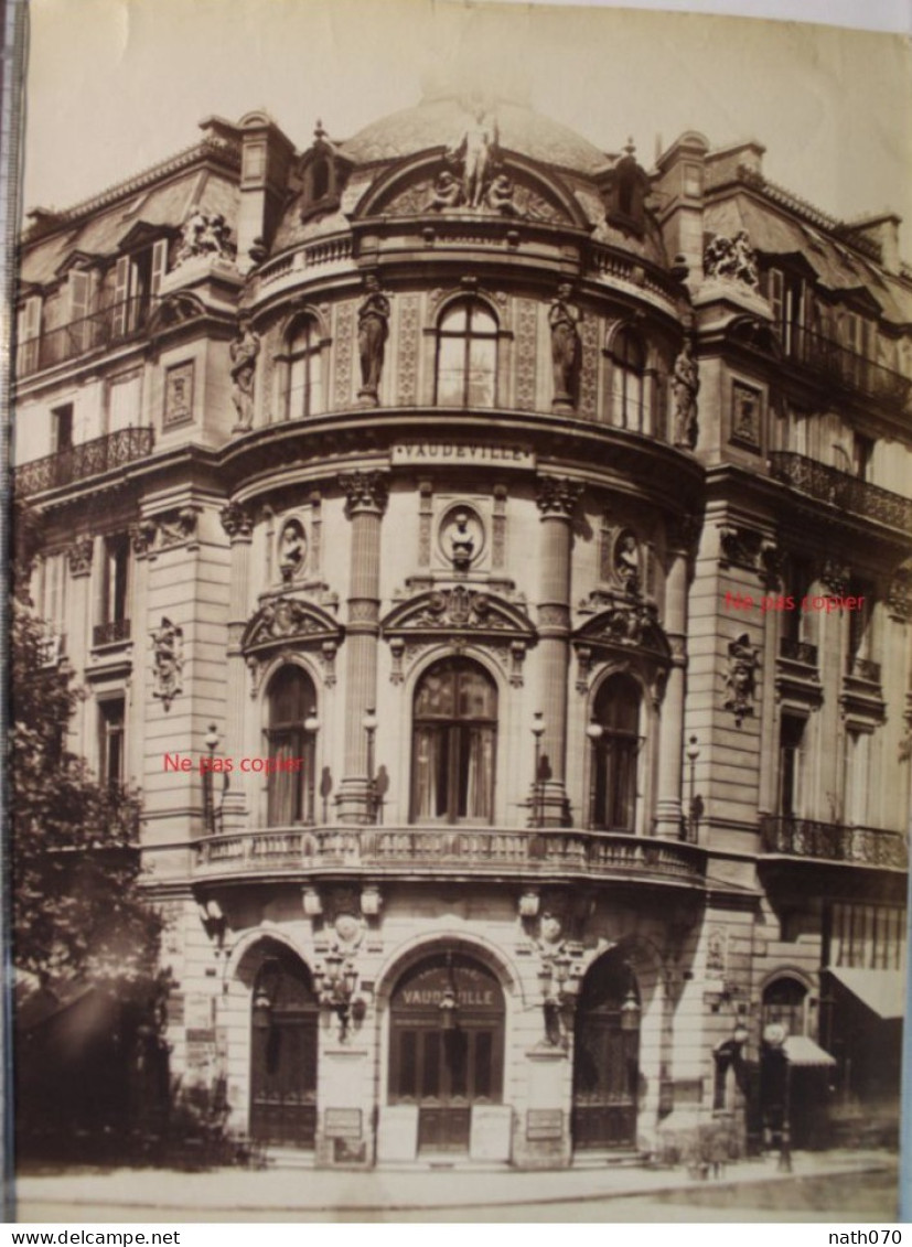 Photo 1880's Paris Théâtre De Vaudeville Tirage Albuminé Albumen Print Vintage Art Paname - Orte