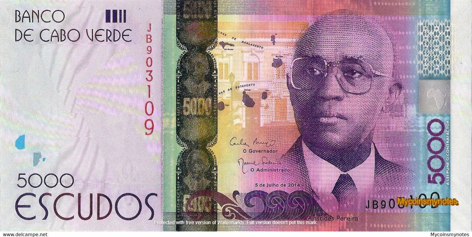 CAPE VERDE 5000 Escudos From 2014, P75, UNC - Cape Verde