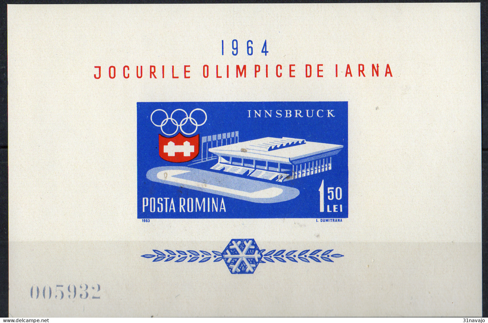 ROUMANIE - Jeux Olympiques D'Innsbruck 1964 - Hiver 1964: Innsbruck