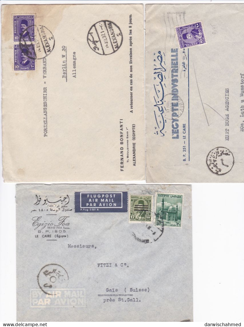 ÄGYPTEN - EGY-PT - LUFTPOST- AIR MAIL - PAR AVION - 3 LETTER TO SUISSE - GERMANY - 3 SCANN - Oblitérés