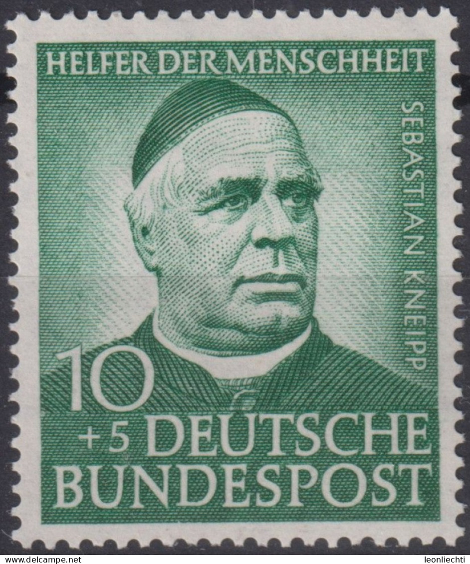 1953 Deutschland > BRD, ** Mi:DE 174, Sn:DE B335, Yt:DE 60, Sebastian Kneipp, Wohlfahrt - Ungebraucht