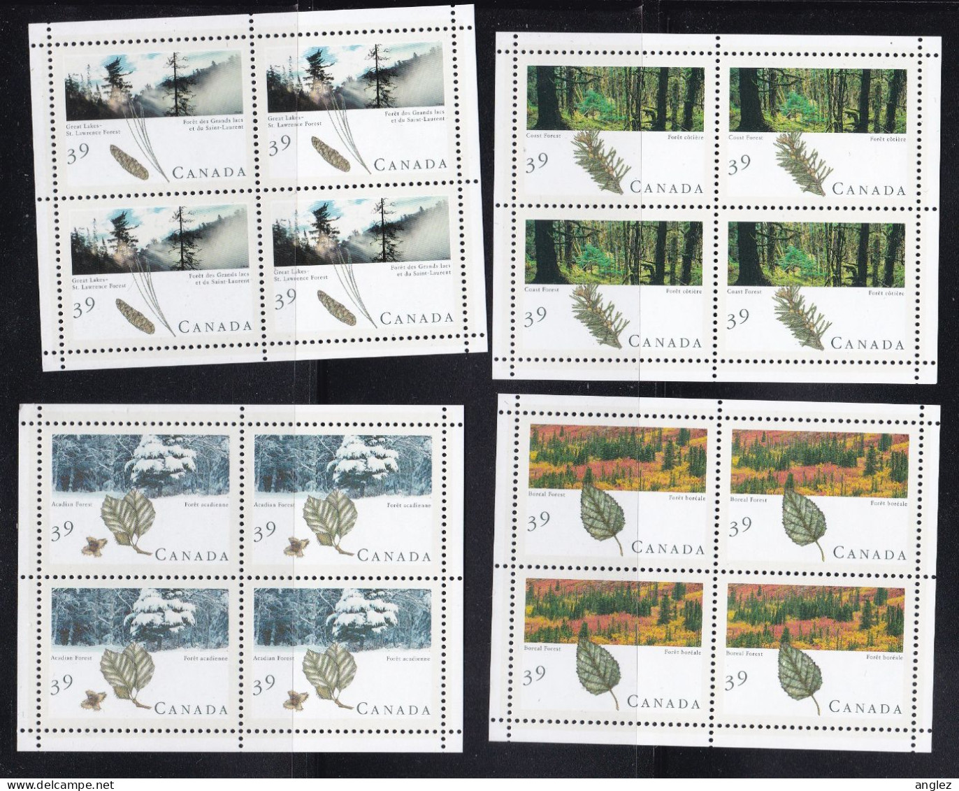 Canada - 1990 Canadia Forests Set Sheetlets Of 4 MNH - Hojas Bloque