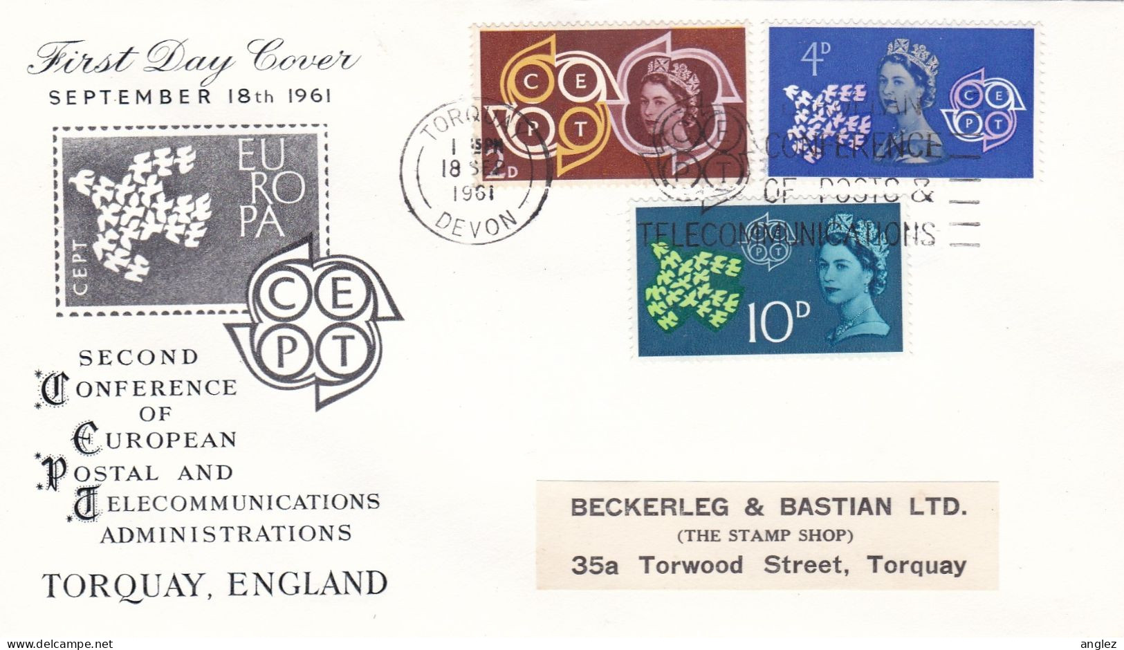 Great Britain - 1961 Europa / CEPT Conference Illustrated FDC Torquay Slogan Postmark - 1952-1971 Em. Prédécimales