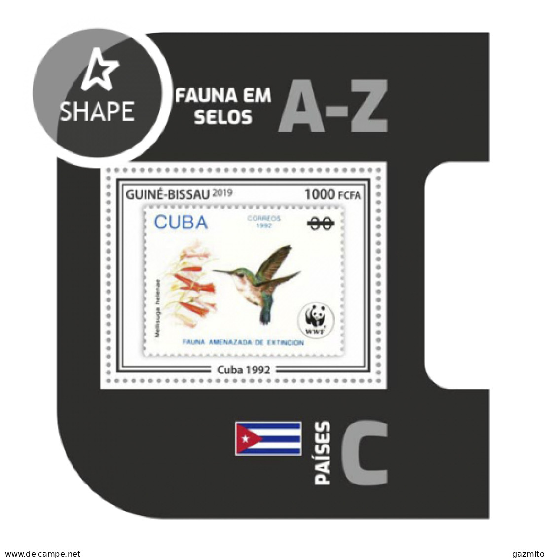 Guinea Bissau 2019, Stamp On Stamp, WWF, Hummingbird, Cuba, BF - Colibrì