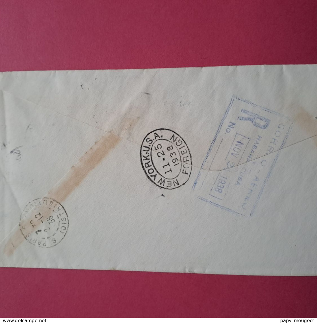 Lettre Par Avion De La Havane Via New York Pour Paris 6ème France - 24-11-1938 Lettre Grand Format - Airmail