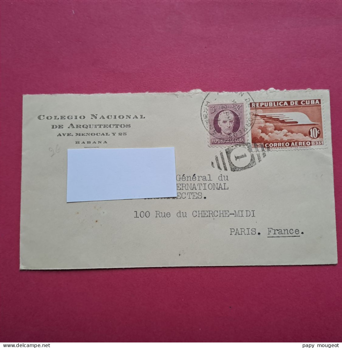 Lettre Par Avion De La Havane Pour Paris 6ème France - 1937 - Posta Aerea