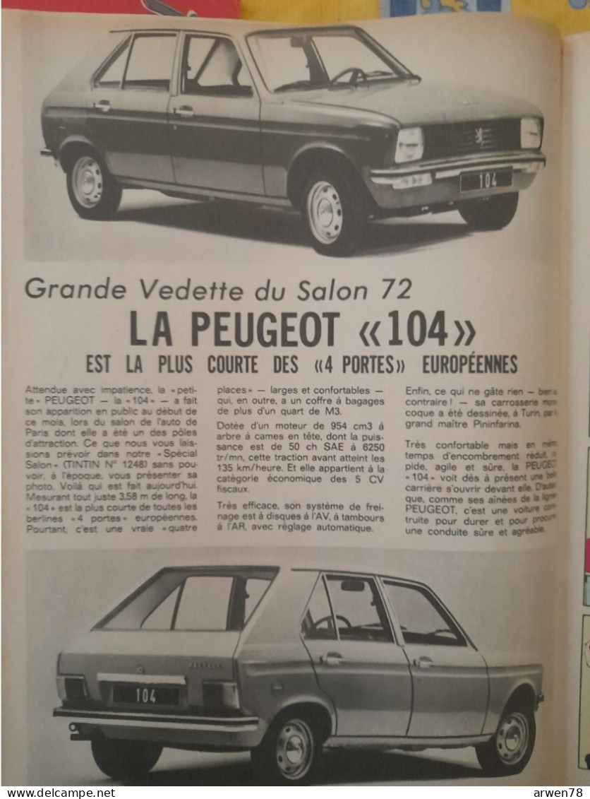 Chez Nous Junior Octobre1972 Michel Vaillant Go West Cubitus Caricature Piccoli Pub Peugeot 104 Etc ... - CANAL BD Magazine