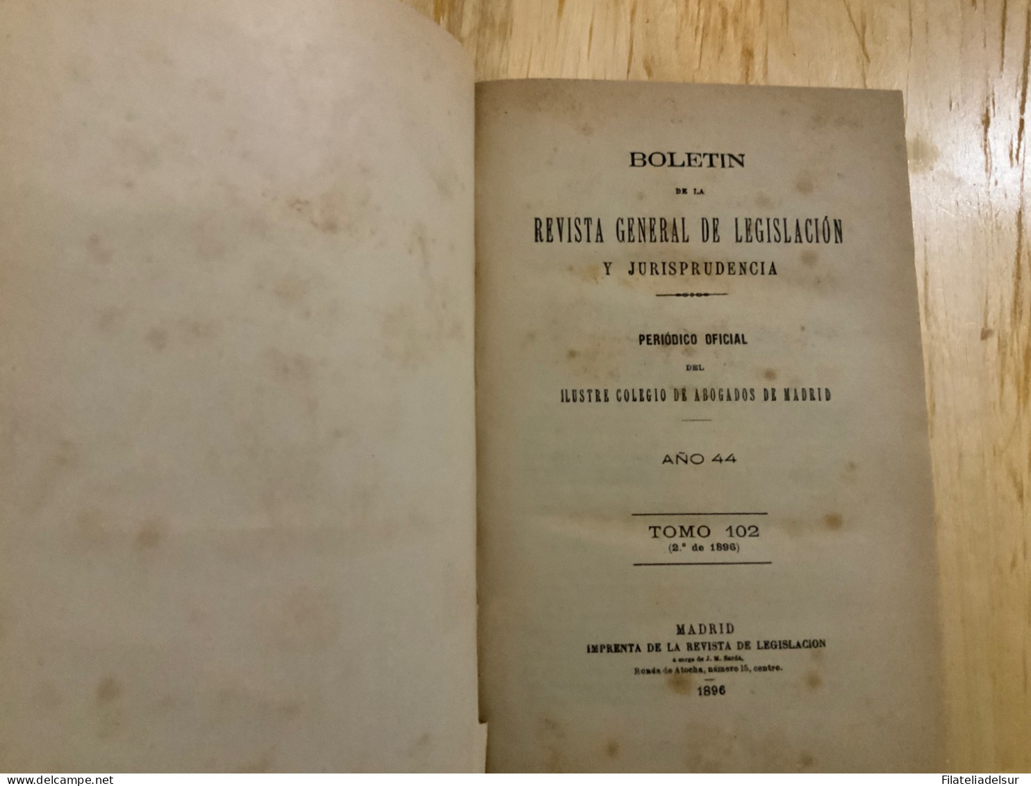 Revista General De Legislacion Y Jurisprudencia 1896. Tomo 102 - Sonstige & Ohne Zuordnung