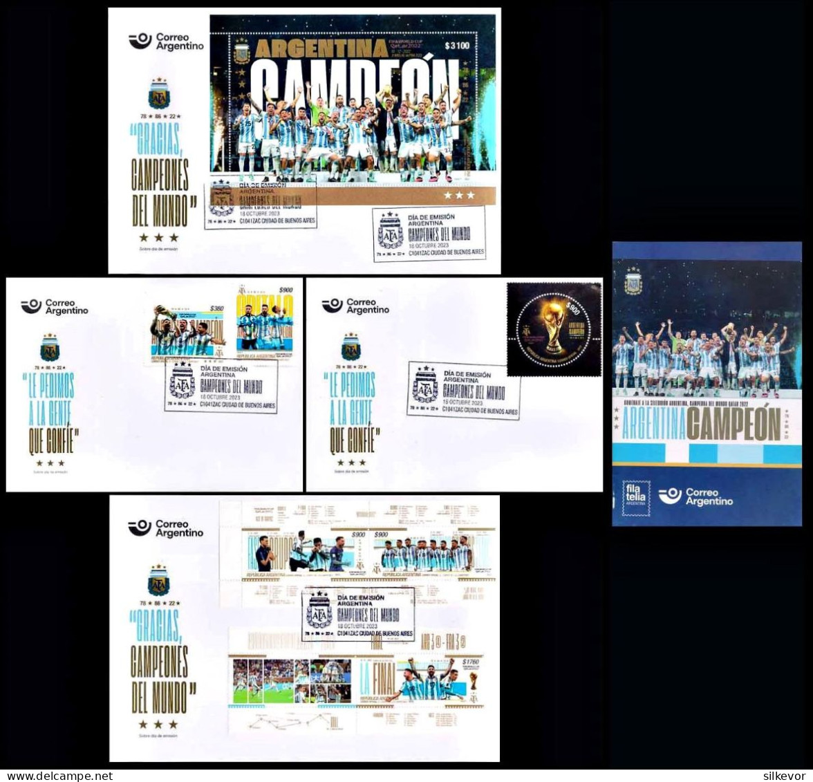 ARGENTINA/STAMPS, 2023 -SOCCER – WORLD CHAMPIONSHIP “QATAR 2022” – ARGENTINA WINNER –FDC(4) - 2022 – Qatar