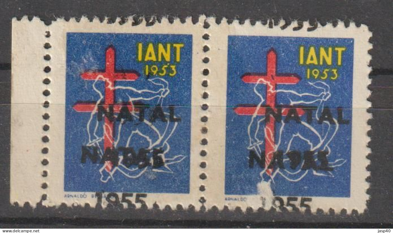 N - PORTUGAL VINHETAS TUBERCULOSOS - NOVO - MNH - SOBRECARGA "NATAL 1955" DUPLA DESLOCADA - Unused Stamps