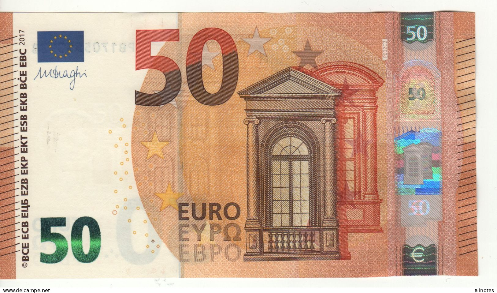 50 EURO  "PB"   DRAGHI     P 002 C2   PB1705550119  / FDS - UNC - 50 Euro