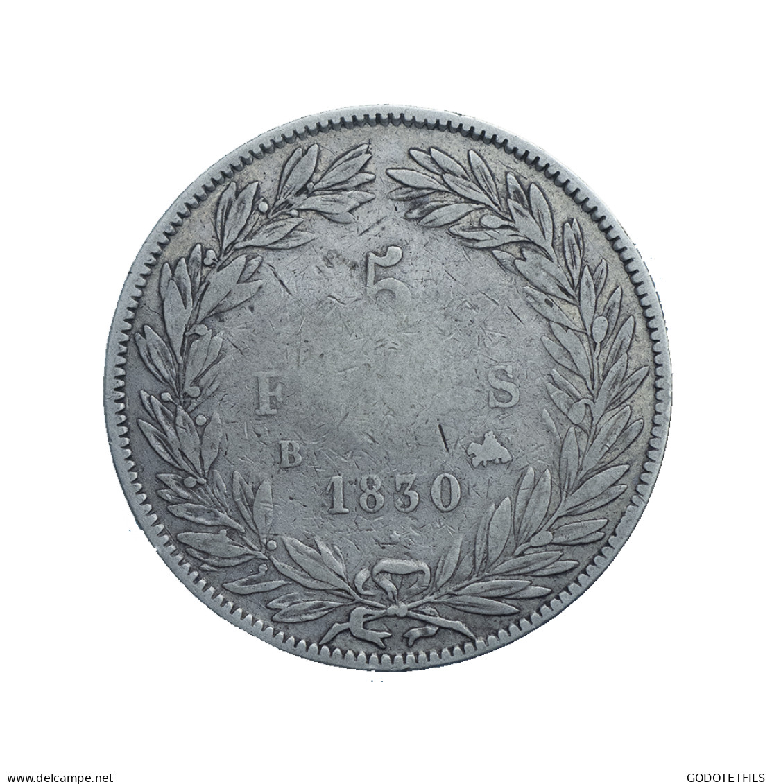 Louis-Phlippe- 5 Francs 1830 Rouen Variété Sans Le &quot;I&quot; - 5 Francs