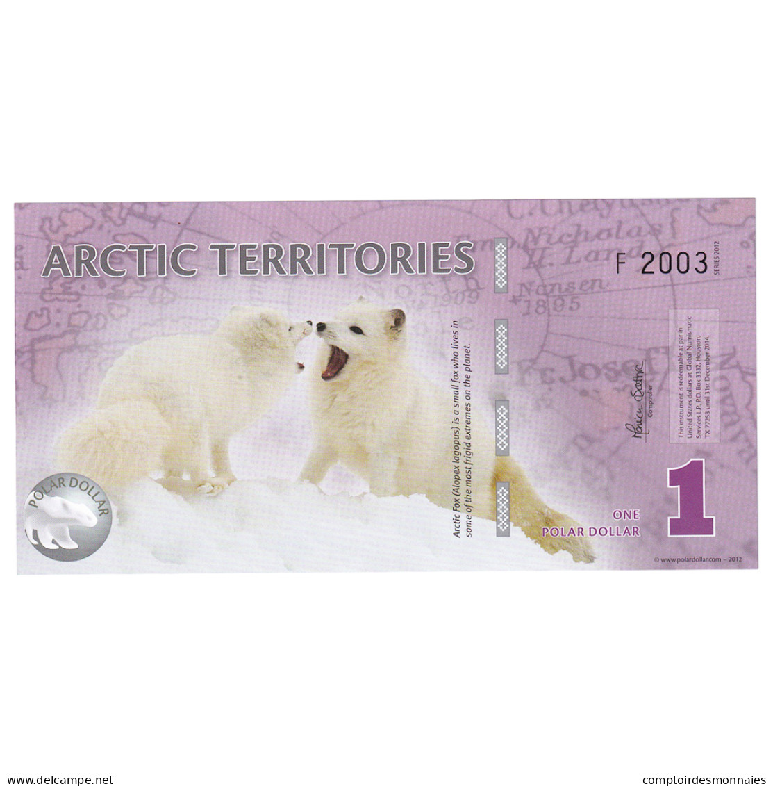 Billet, États-Unis, Dollar, 2012, 1 DOLLAR ARTIC TERRITORIES, NEUF - Unidentified