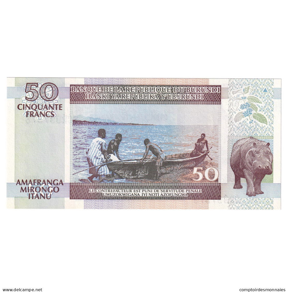 Billet, Burundi, 50 Francs, 2001, 2001-08-01, KM:36c, NEUF - Burundi