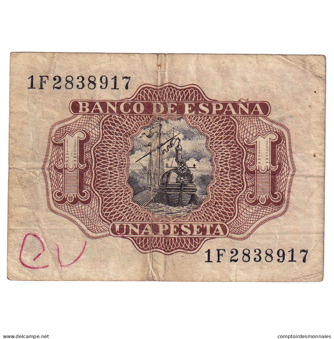 Billet, Espagne, 1 Peseta, 1953, 1953-07-22, KM:144a, TB+ - 1-2 Peseten