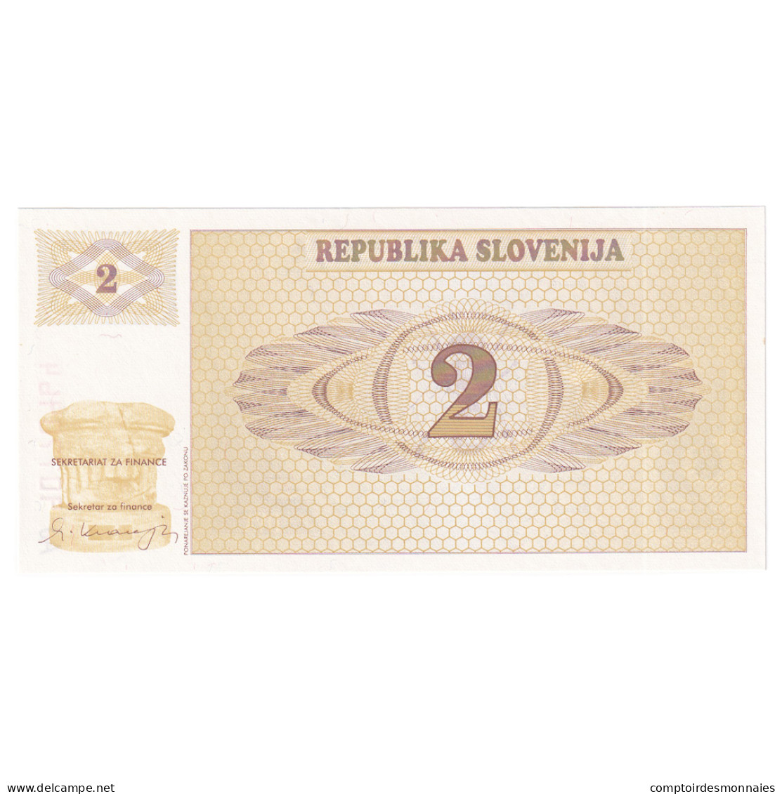 Billet, Slovénie, 2 (Tolarjev), Undated (1990), KM:2a, NEUF - Slovénie