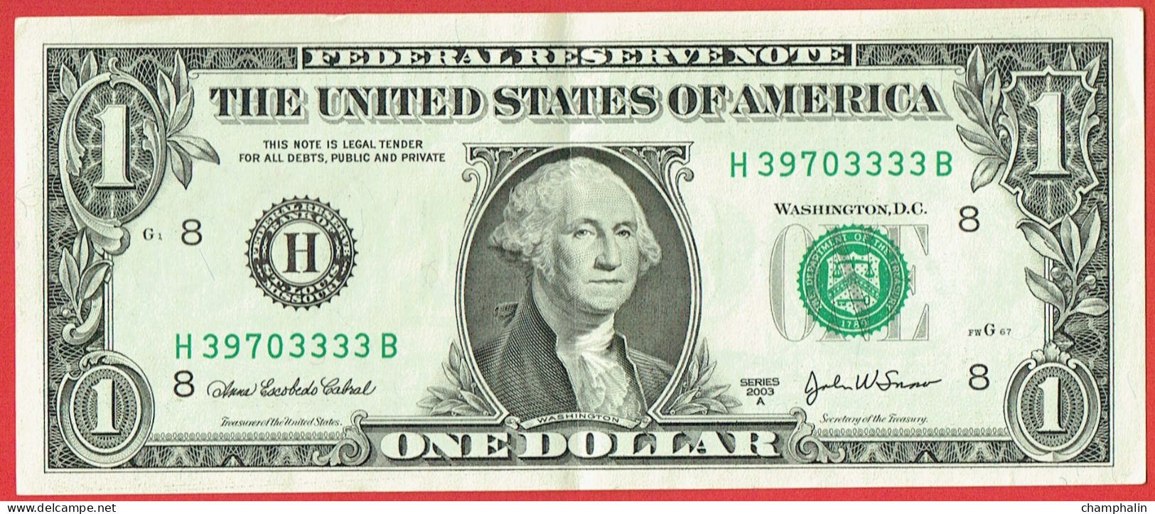 Etats-Unis D'Amérique - Billet De 1 Dollar - George Washington - Saint-Louis H - 2003A - P515b - Federal Reserve Notes (1928-...)