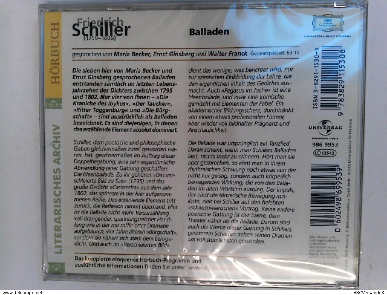 Friedrich Schiller: Balladen (Eloquence Hörbuch) - CD