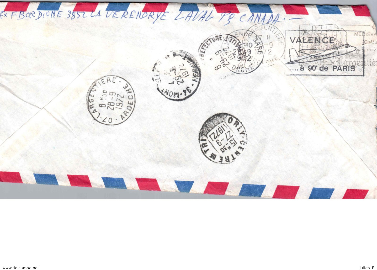 Enveloppe Provenance Canada 1972, Air Mail - Luchtpost