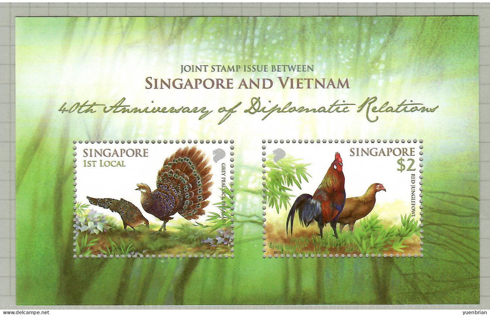 Singapore 2013, Bird, Birds, Peacock, Junglefowl, M/S Of 2v, MNH** - Paons