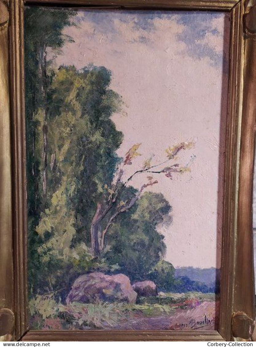 Tableau Etude Paysage Forêt De Achères Signé Bouillard 1958 / Saint Germain En Laye 02 - Oils