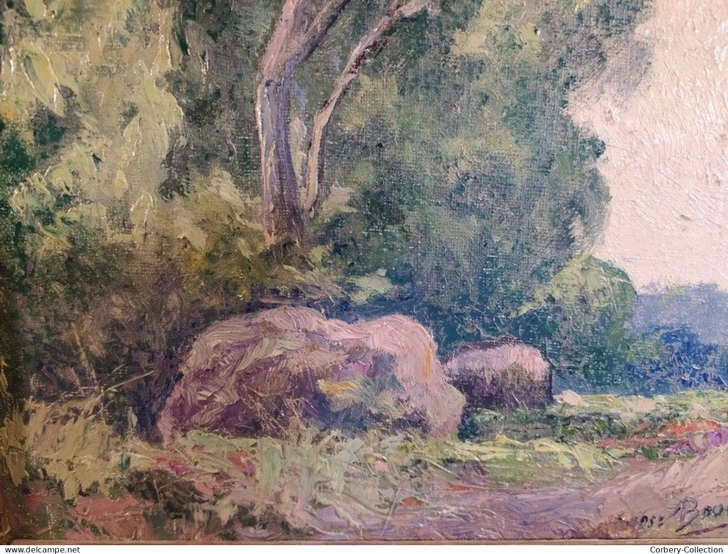 Tableau Etude Paysage Forêt de Achères Signé Bouillard 1958 / Saint Germain en Laye 02