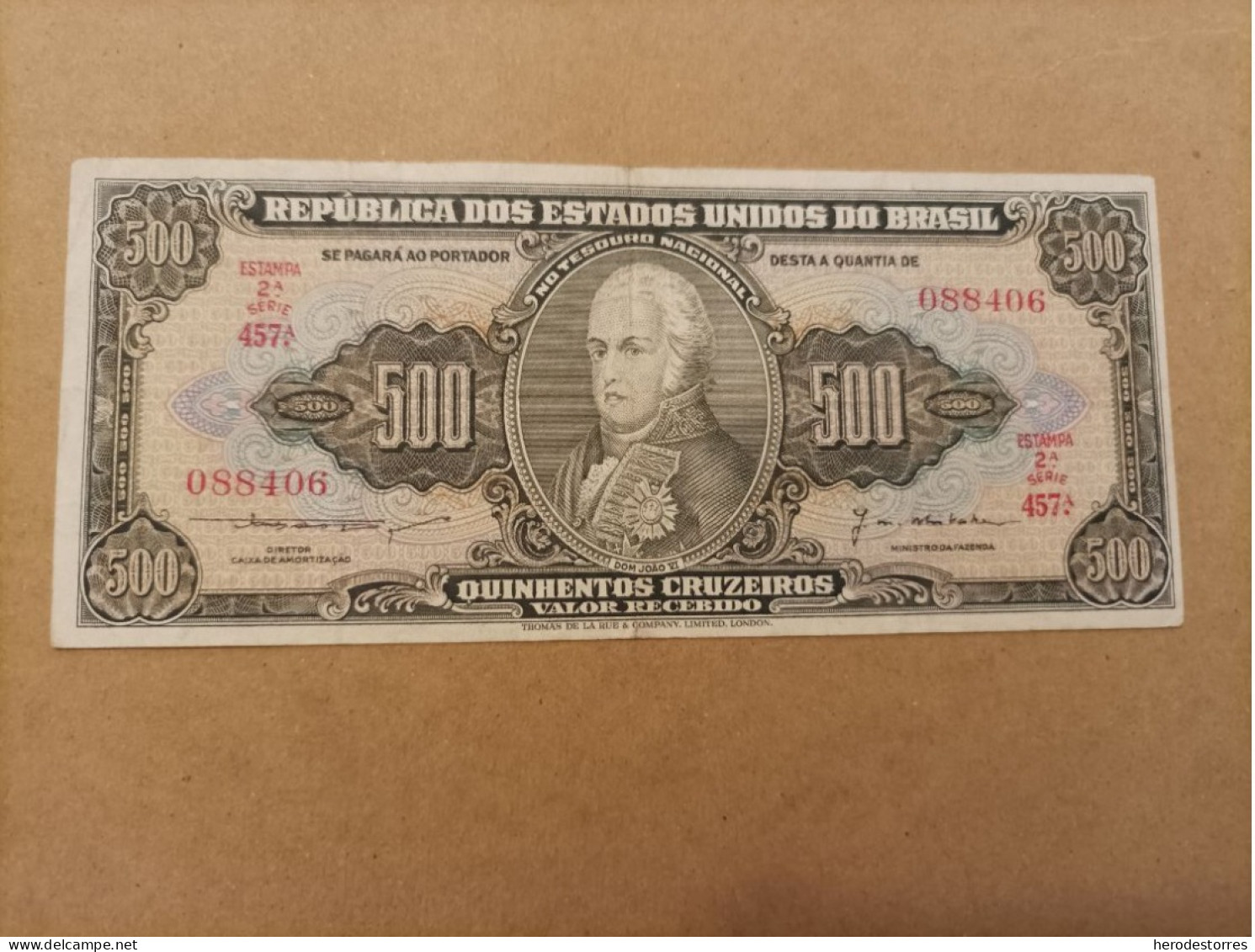 Billete De Brasil De 500 Cruzeiros, Año 1955 - Brésil