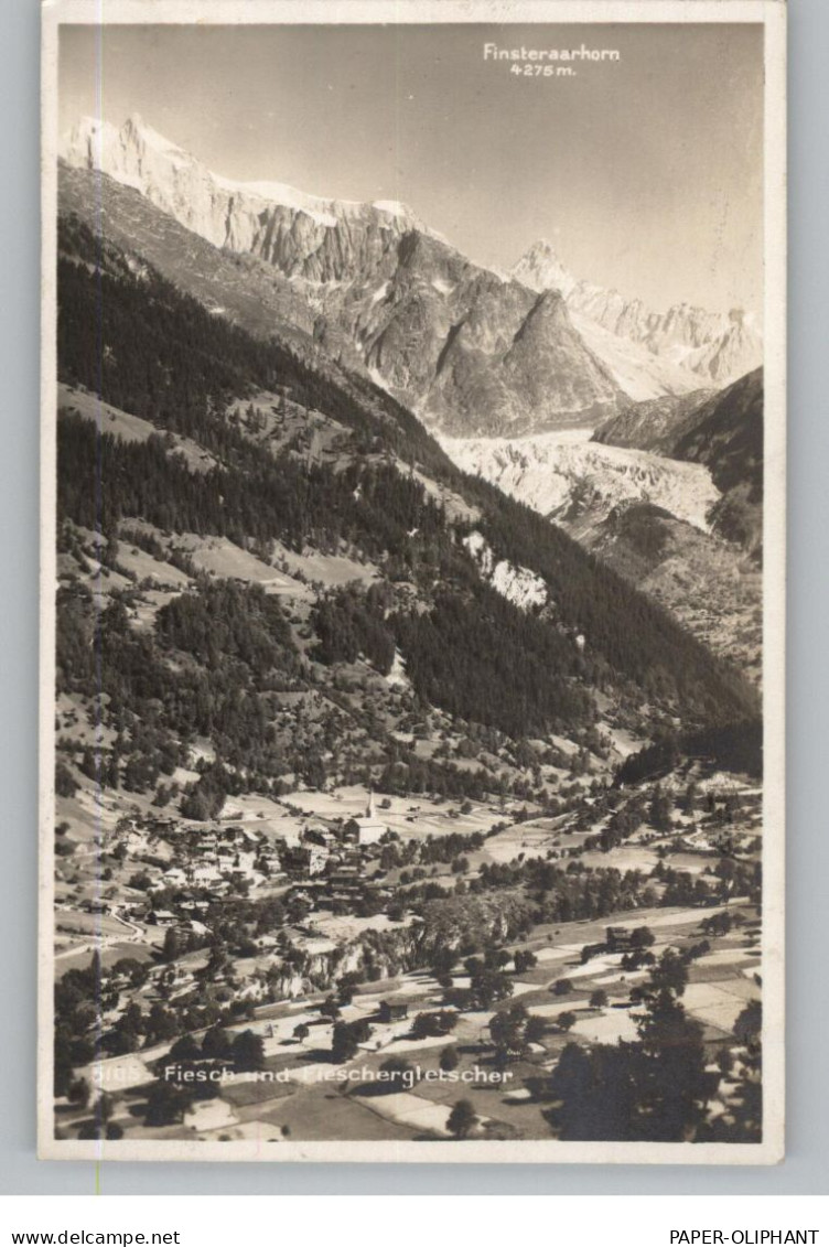 CH 3984 FIESCH (Gorms) VS, Blick über Den Ort Mit Fieschergletscher, 1930, Rücks. Klebereste - Fiesch