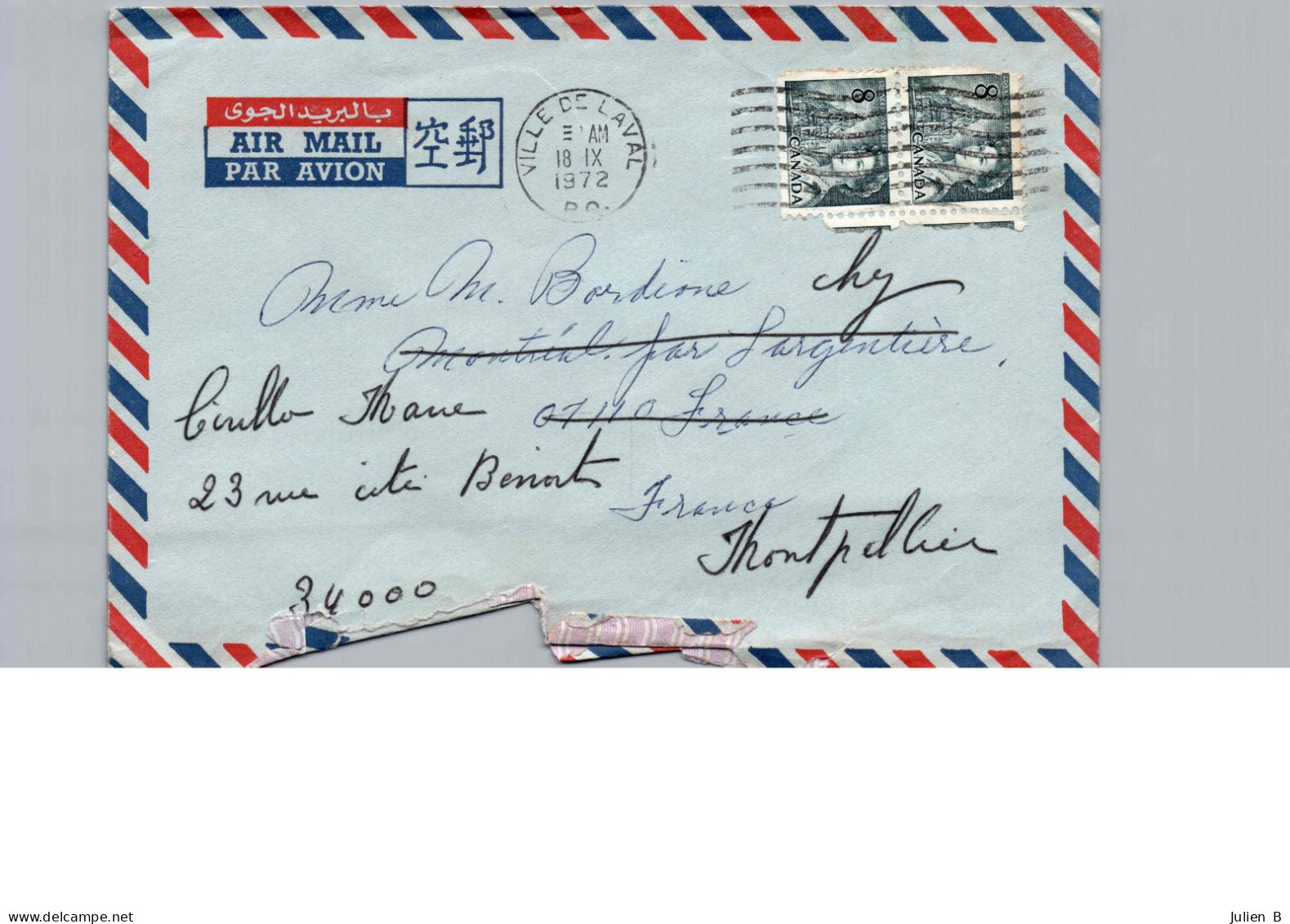 Enveloppe Canada 1972 + Lettre De Correspondance - Air Mail - Luftpost