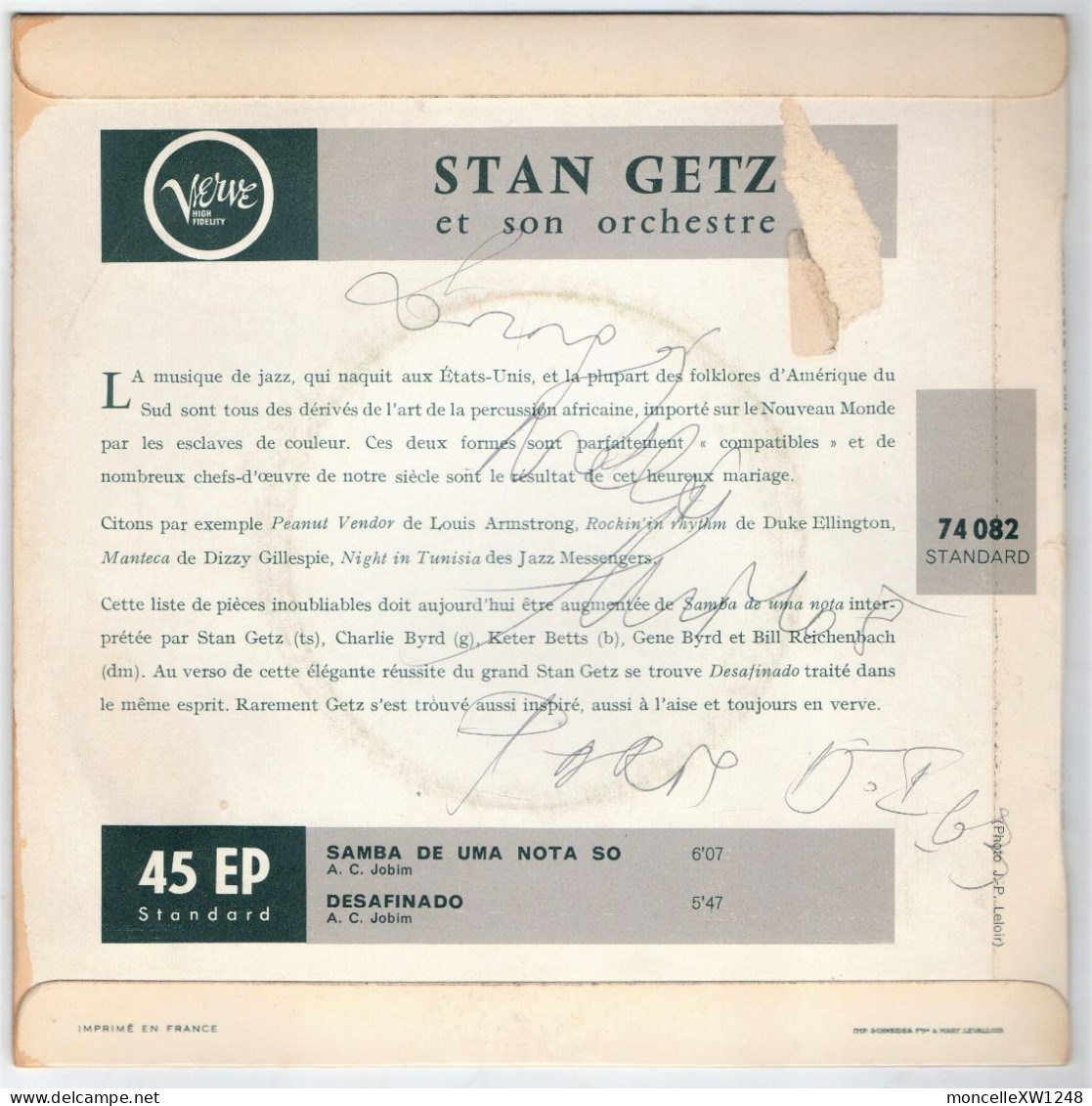 Stan Getz Et Charlie Byrd - 45 T EP Jazz Samba (1962) - Jazz