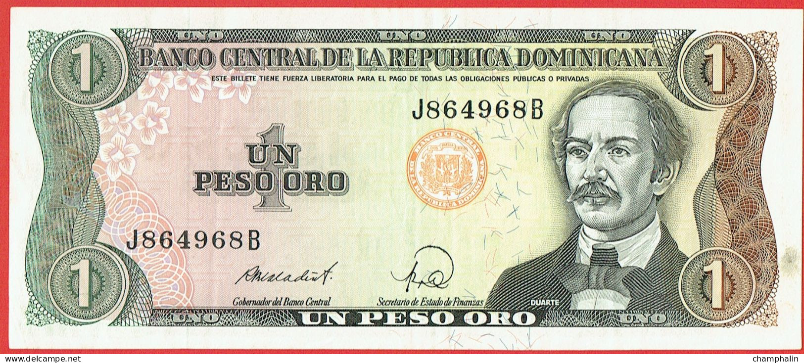 République Dominicaine - Billet De 1 Peso - Juan Pablo Duarte - 1988 - P126c - Repubblica Dominicana
