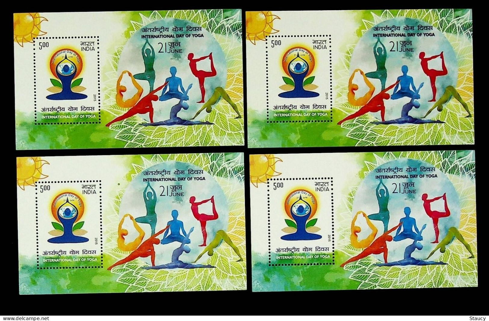 India 2015 International Day Of Yoga Lot Of 4 Miniature Sheet MS MNH P.O Fresh & Fine As Per Scan - Autres & Non Classés