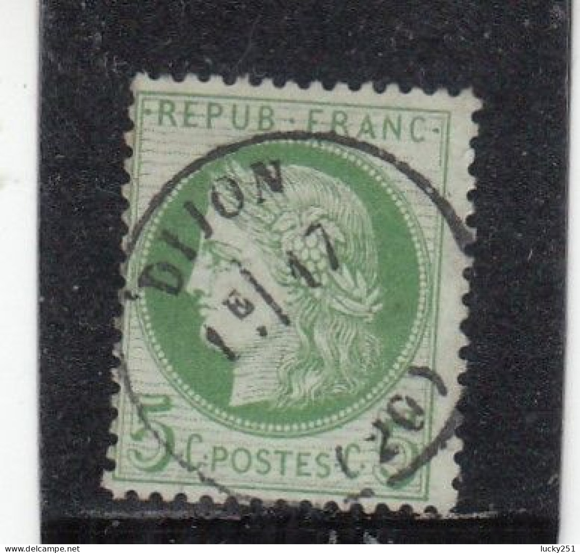 France - Année 1871/75 - N°YT 53 - Type Cérès - Oblitération CàD Centré - 5c Vert Jaune S. Azuré - 1871-1875 Cérès