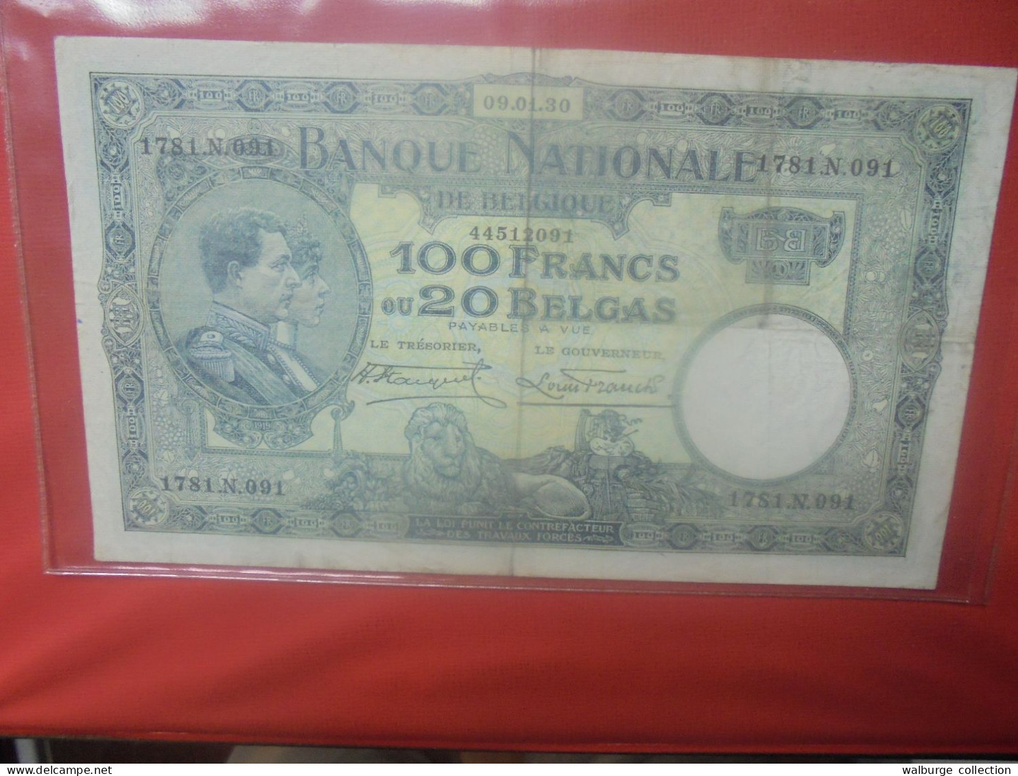 BELGIQUE 100 FRANCS 1930 Circuler(B.31) - 100 Francs & 100 Francs-20 Belgas