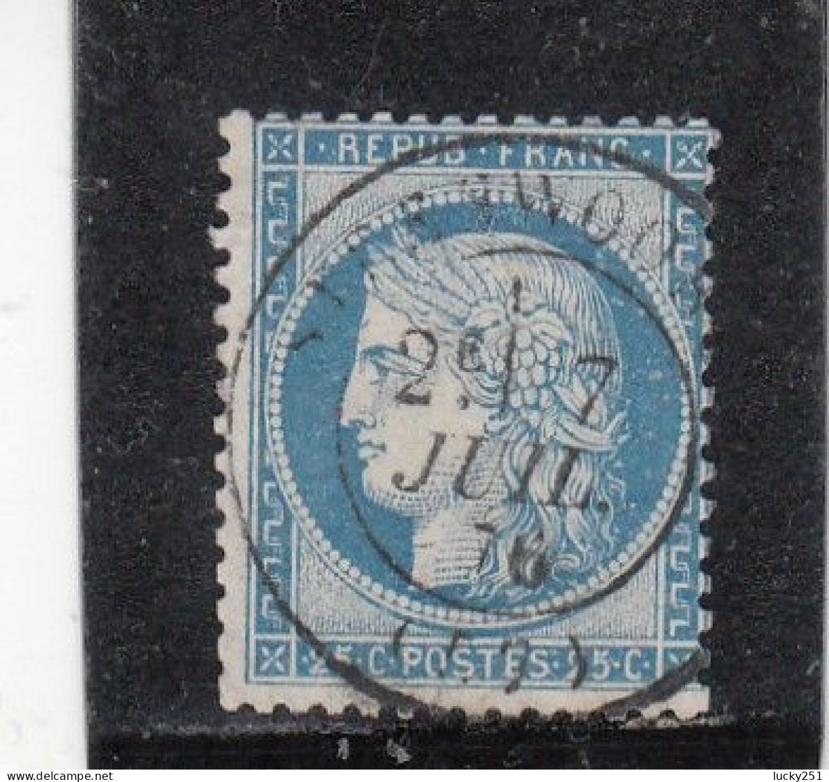 France - Année 1871/75 - N°YT 60C - Type Cérès - Oblitération CàD Centré - 25c Bleu - 1871-1875 Cérès