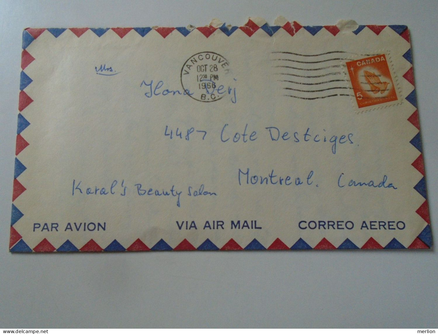 D199171   Canada Cover  1966 Vancouver  BC  Sent To Montreal - Cartas & Documentos