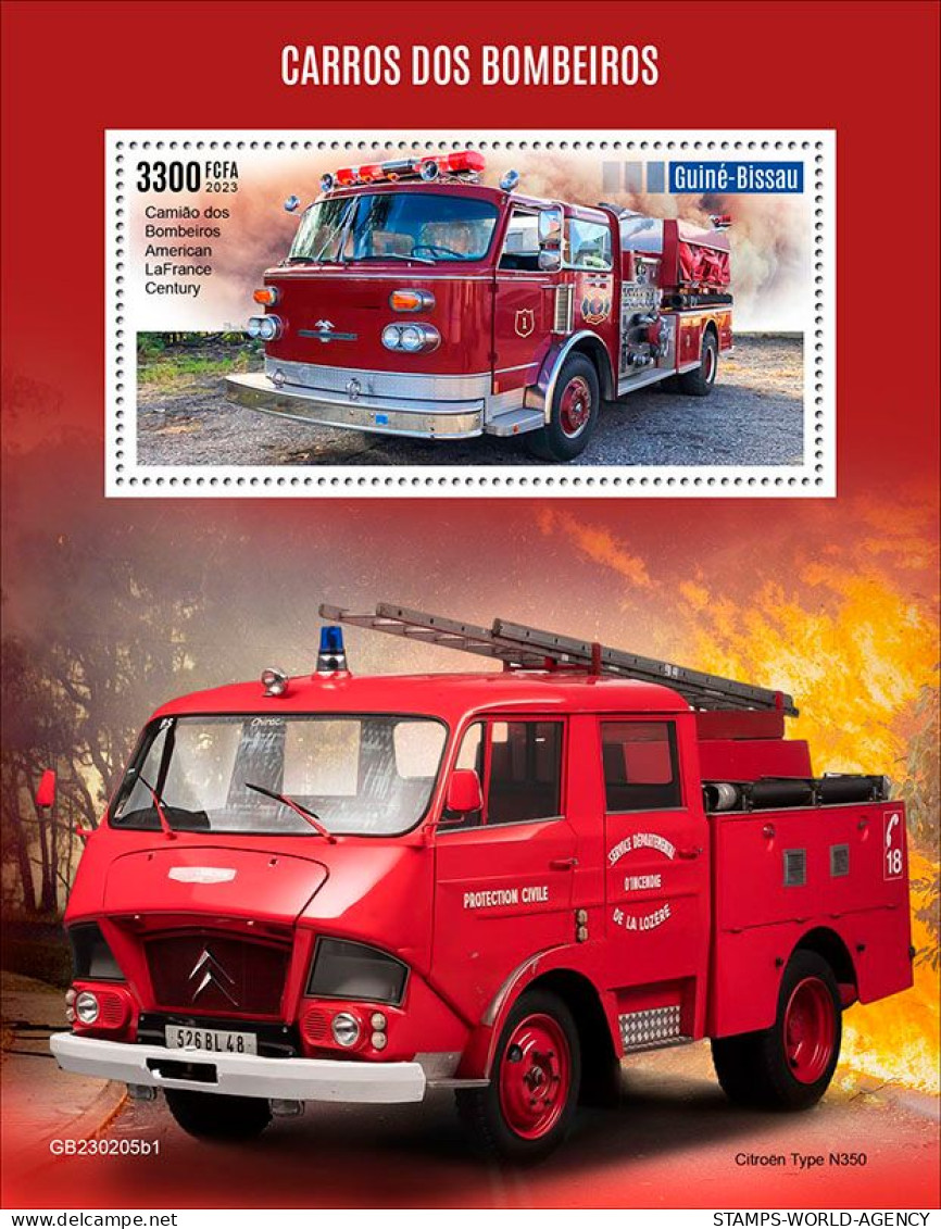 2023-04 - GUINEA BISSAU-  FIRE ENGINES I     1V  MNH** - Vrachtwagens