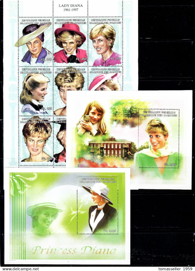 Comoros-1998 The Death Of Diana, Princess Of Wales.-5 S/s.MNH** - Comores (1975-...)