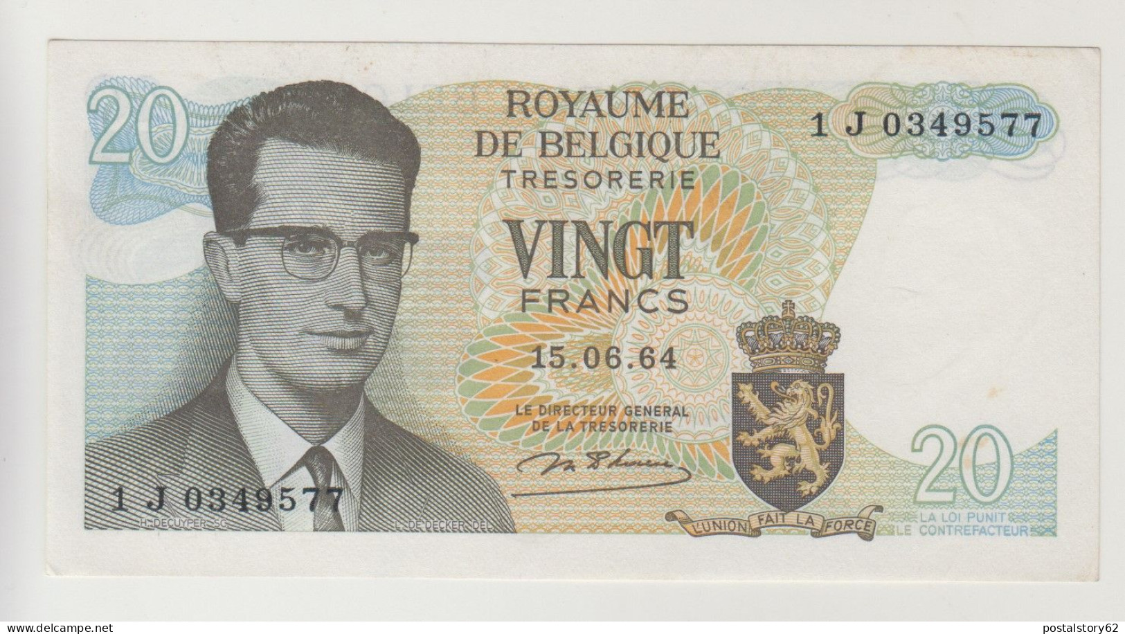 Belgio, Royame De Belgique Vingt Francs  1964 Pick 138 - 20 Francos