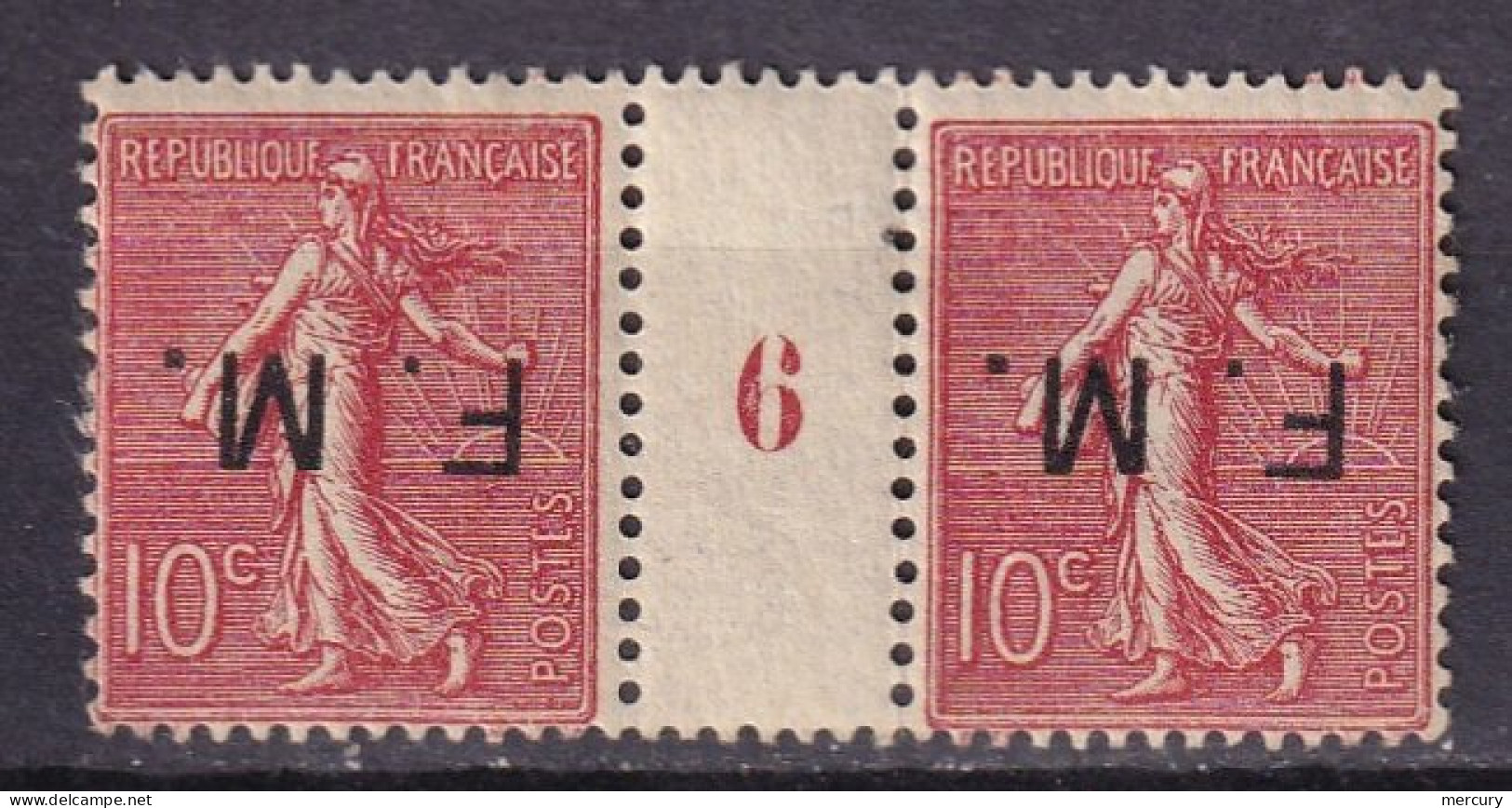 FRANCE - FM - Millésime 6 Du 10 C. Semeuse Lignée Avec Surcharge Renversée FAUX - Unused Stamps